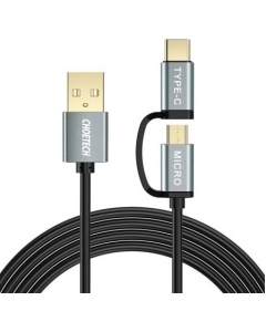 Choetech Xac-0012 2-IN-1 USB-A To Type-C + Micro Straight PVC (XAC-0012-102BK)