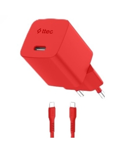 Ttec SmartCharger Gan 20W PD Travel Fast Charger+ USB-C -USB-C 60W Cable 120cm 2SCG20CNK