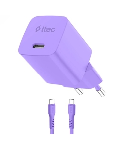 Ttec SmartCharger Gan 20W PD Travel Fast Charger+ USB-C -USB-C 60W Cable 120cm 2SCG20CNMR