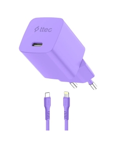Ttec SmartCharger Gan 20W PD Travel Fast Charger + USB-C -Lightning Cable 120cm 2SCG20LNMR