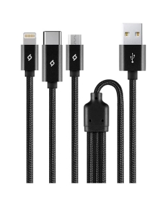 Ttec AlumiCable Trio USB-A - USB-C/Lightning/Micro USB 1m Black 2DK39S