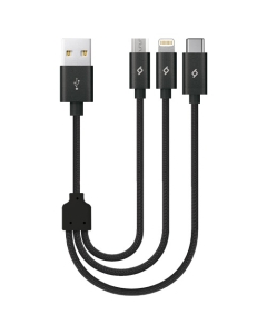 Ttec Alumicable Trio Charge Data Mini Cable Type-C Lightning Micro USB 30cm Black 2DK31