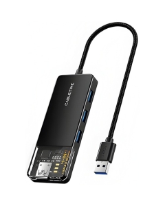 Cabletime 4 in 1 Hub USB-A To 4×USB-A 3.0 5GBPS 1×USB-C Power ABS 0.2m Black (CT-HUBT1-PB)