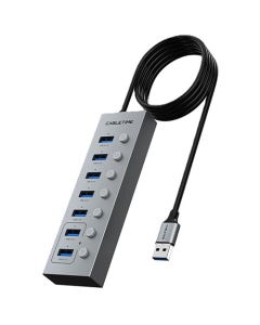 Cabletime 7 in 1 USB-A To 7×USB-A 3.0 5GBPS Chipset 2×GL3510 Aluminum 1m Gray (CT-HUBU7-AG)