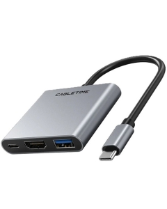 Cabletime 3 in 1 USB-C To HDMI 4K/30HZ USB3.0 USB-C PD 0.15M Black (CT-C160-PU31-CMHD31-S0.15)