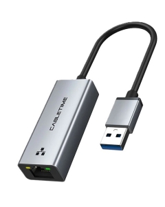 Cabletime USB-A To RJ45 1000MBPS Enternet Adapter LED Light Aluminum Gray (CT-AML1000-AG)