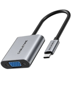 CABLETIME USB-C to VGA Female Adapter 1080P Silver (CT-C160-PU31-CMVGA1-S0.15)