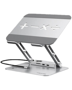 CABLETIME Laptop Stand with 8-in-1 Hub HDMI USB3.0 USB2.0 Silver (CT-LS08H-AS)