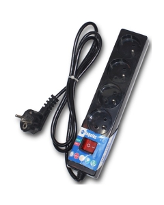 Ingelec 4 Socket with Switch 1.5m Black (1714/1N)
