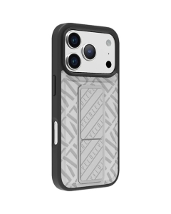 Levelo Morphix Cuero Gripstand Case for iPhone 17 Pro Max Silverstone