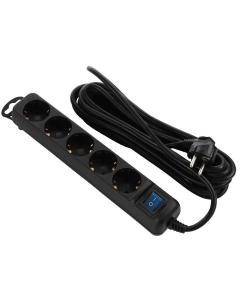 2E Power Strip 5XSCHUKO Switch 5м Black (2E-U05ES15M5BK)