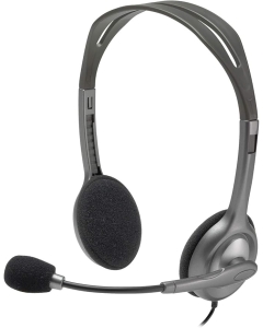 Logitech H110 Corded Stereo Headset Gray/Silver- Dual Plag (L981-000271) 