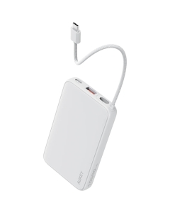 Aukey PB-Y53 15W 10000mAh Power Bank with Built-in USB-C Cable White