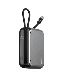 Ttec ReCharger LCD 10000mAh PD 30W Power bank with Built-in USB-C Cable Gray