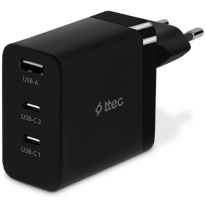 Ttec SmartCharger Trio GAN 65W Travel Fast Charger 2 USB-C+USB-A Black 2SCG03S