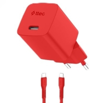 Ttec SmartCharger Gan 20W PD Travel Fast Charger+ USB-C -USB-C 60W Cable 120cm 2SCG20CNK