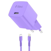 Ttec SmartCharger Gan 20W PD Travel Fast Charger + USB-C -Lightning Cable 120cm 2SCG20LNMR