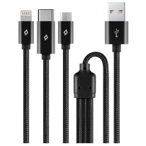 Ttec AlumiCable Trio USB-A - USB-C/Lightning/Micro USB 1m Black 2DK39S