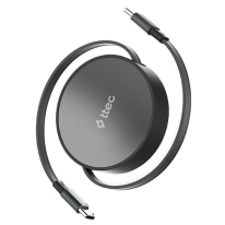 Ttec USB-C To USB-C Mini Retractable 100W PD/QC 120cm Fast Charge Cable Cosmic Black 2DK65S