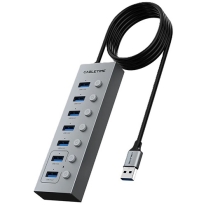 Cabletime 7 in 1 USB-A To 7×USB-A 3.0 5GBPS Chipset 2×GL3510 Aluminum 1m Gray (CT-HUBU7-AG)
