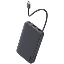 Aukey PB-Y53 15W 10000mAh Power Bank with Built-in USB-C Cable Gray
