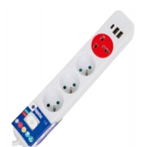 Ingelec 4 Socket with USB-C 2m White (1714D)