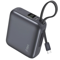 Ttec Recharger Mini LCD 10000mAh PD 35W Powerbank With USB-C  Cable Gray 2BB232GR