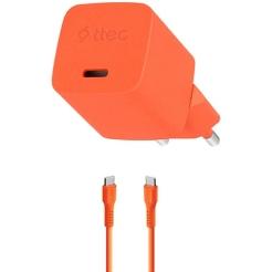 Ttec SmartCharger Gan 20W PD Travel Fast Charger+ USB-C -USB-C 60W Cable 120cm 2SCG20CNT