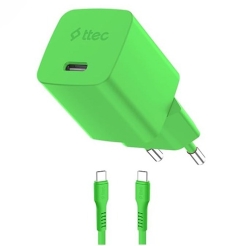 Ttec SmartCharger Gan 20W PD Travel Fast Charger+ USB-C -USB-C 60W Cable 120cm 2SCG20CNY