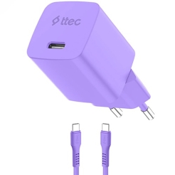 Ttec SmartCharger Gan 20W PD Travel Fast Charger+ USB-C -USB-C 60W Cable 120cm 2SCG20CNMR