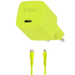Ttec SmartCharger Gan 20W PD Travel Fast Charger + USB-C -Lightning Cable 120cm 2SCG20LNS