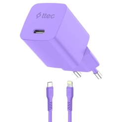 Ttec SmartCharger Gan 20W PD Travel Fast Charger + USB-C -Lightning Cable 120cm 2SCG20LNMR