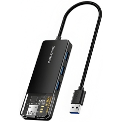 Cabletime 4 in 1 Hub USB-A To 4×USB-A 3.0 5GBPS 1×USB-C Power ABS 0.2m Black (CT-HUBT1-PB)