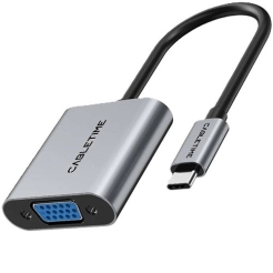CABLETIME USB-C to VGA Female Adapter 1080P Silver (CT-C160-PU31-CMVGA1-S0.15)