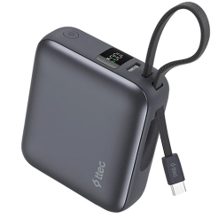 Ttec Recharger Mini LCD 10000mAh PD 35W Powerbank With USB-C Cable Gray 2BB232GR