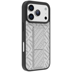 Levelo Morphix Cuero Gripstand Case for iPhone 17 Pro Max Silverstone