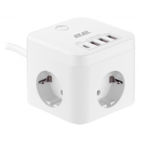  2E ADAPTER 4XSCHUKO WITH SWITCH 3 USB-A 1 USB-C 1.5m WHITE (2E-ADC331WH)	