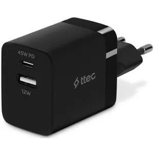 Ttec SmartCharger Duo 45W Travel Fast Charger USB-C+USB-A Black 2SCP02S