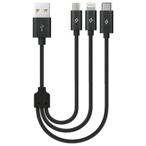 Ttec Alumicable Trio Charge Data Mini Cable Type-C Lightning Micro USB 30cm Black 2DK31