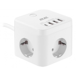  2E ADAPTER 4XSCHUKO WITH SWITCH 3 USB-A 1 USB-C 1.5m WHITE (2E-ADC331WH)	