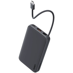 Aukey PB-Y53 15W 10000mAh Power Bank with Built-in USB-C Cable Gray
