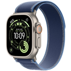 Apple Watch Ultra 3 + Cellular 49mm Natural Titanium Case with Blue/Bright Blue Trail Loop - S/M