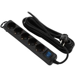  2E POWER STRIP 5XSCHUKO SWITCH 5м BLACK (2E-U05ES15M5BK)	