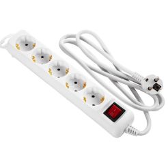  2E POWER STRIP 5XSCHUKO WITH SWITCH 3G 1.5MM 1.5m WHITE (2E-U05ESM1.5)	